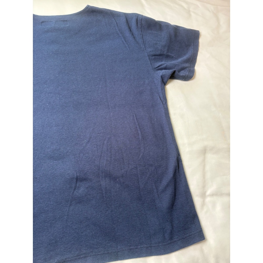 Boxer Boxer Henley Shirt Mens XL Blue Excellent Waffle Knit Pocket Short Sleeve - Picture 11 of 11